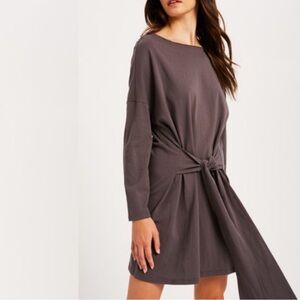 Charcoal Gray Tie-Front Dress